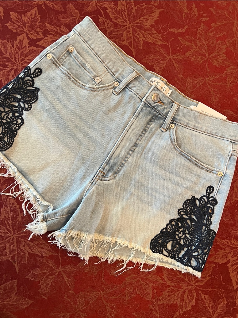 Jessica Simpson Light Blue Denim Shorts with Black Lace